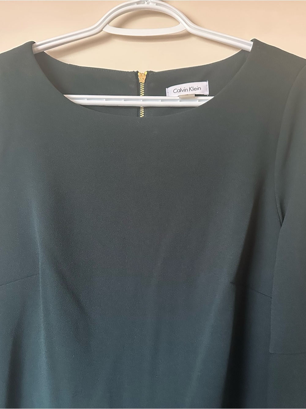Calvin Klein Dark Green Long Sleeve Sheath Dress